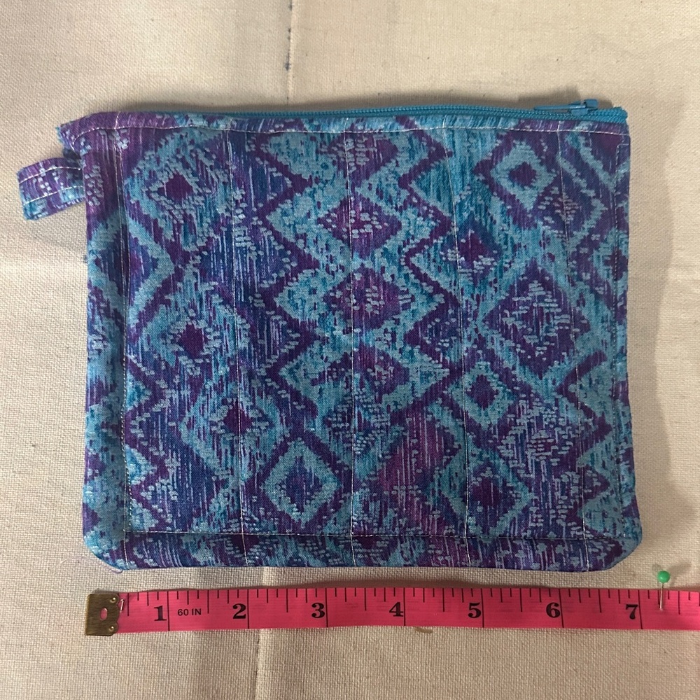 Patterned Blue and Purple Women's cosmetic bag (handmade)